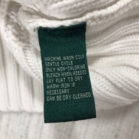 Lauren Ralph Lauren White Cable Knit Turtleneck Button Front Cardigan Sweater M - Picture 6 of 9